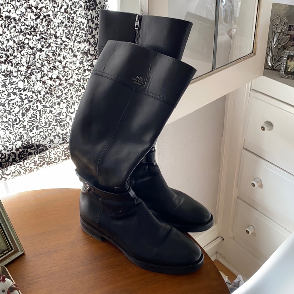 Coach Black Leather High Boots